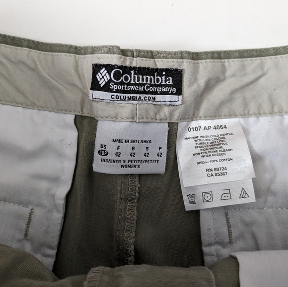 Columbia women's green khaki short 100% cotton size: 10P - Picture 6 of 8